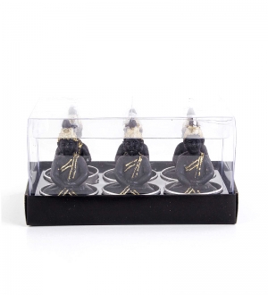 SİYAH ALTIN TEALIGHT MUM BUDDHA 6'LI PAKET 4 X 6 CM