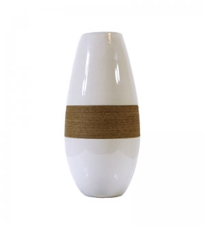 OVAL İPLİ VAZO BEYAZ