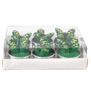KELEBEK TASARIMLI TEALIGHT MUM 6'LI PAKET 4X4 CM