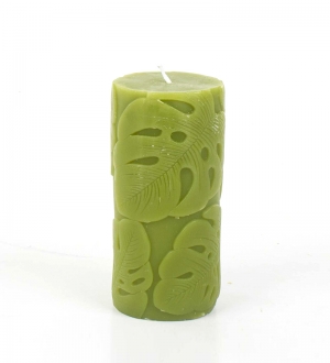 YAPRAK MOTİFLİ YEŞİL MUM 7 X 14,5 CM