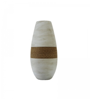 OVAL İPLİ VAZO GRİ
